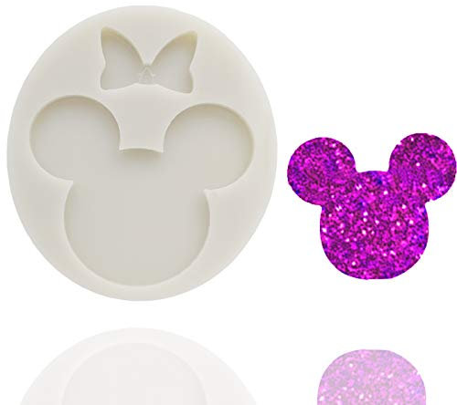 Cute Mouse Head Bow Silicone Mold for DIY Chocolate Candy Pudding Gum Paste Cupcake Cake Topper Decoration Desserts Jelly Shots Handmade Ice Cream Ice Cube Crystal Soap Mould Fondant Mold