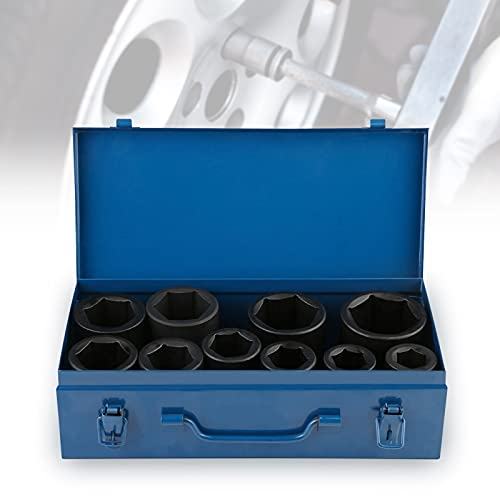 Drive Impact Vaso,10 piezas de 1 pulgada m¨¦trica de impacto de profundidad de largo alcance de impacto profundo establecidos con estuche de pl¨¢stico 36/38/41/46/50/22/22/27/30/32 mm