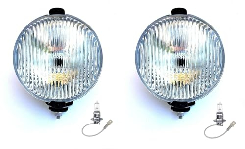 MelTruck® 2x H3 Nebelscheinwerfer Halogen 12V 24V Nebellicht Rund Ø152 mit Glühbirnen 12V