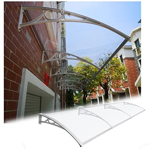 Vordach Haustür Überdachung, Transparent Polycarbonat Überdachung Schutz Mit Metall Halterung, Draussen Regen Schnee Beschützen Startseite Zum Vorbau Balkon Garten ( Farbe : Klar , Größe : 80X240CM )