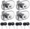 HSEAMALL 4Pack Glass Cabinet Lock No Drilling,Single Glass Door Locks with Alike Keys, Double Open Display Cabinet Safety Lock for 5-8mm Glass