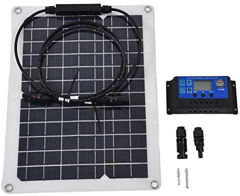 Kit de panneau solaire portable, kit de démarrage de panneau solaire 15W 12V / 24V avec contrôleur de charge solaire 40A et câble solaire, chargeur de batterie solaire à haute efficacité de conversion