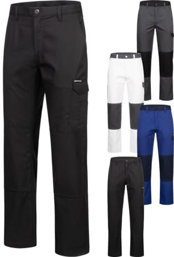 Safetytex Twill Arbeitshose - Bundhose strapazierfähig - viele Taschen - Twillhose lang - Malerhose - Cargo-Hose mit Knietaschen - Schwarz - Gr. 42
