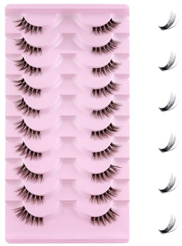 Leipple Halbe Falsche Wimpern 10 Paare - 3D Künstliche Wimpern Set Wiederverwendbare natürliche Wimpern (1001)