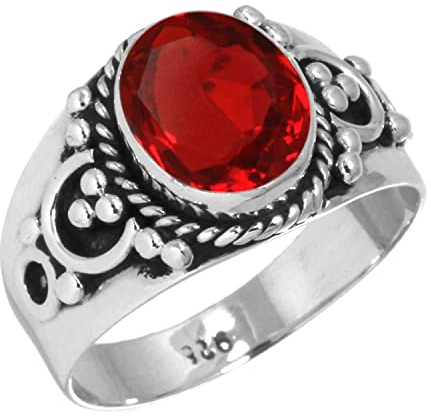 Jeweloporium Rot Rubin simuliert 925 Silber Ringe für Frauen Stein Cocktail Silber Ringe Größe 54(17.2) Hochzeit Geschenk viktorianisch Schmuck