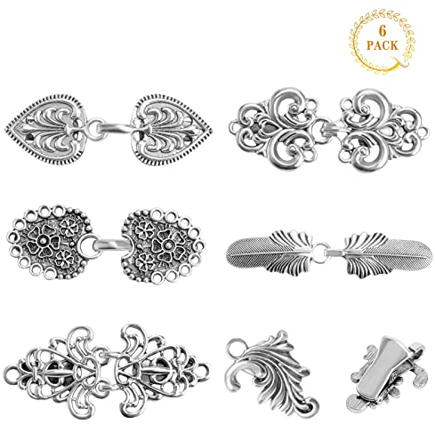 Anruyi 6 PCS Clip Cardigan, Pince a Cardigan, Pinces à Pull, Clip de Cardigan Vintage en Métal, Pince à Chandail de Robe Chemise Châle Cardigan Robe Foulard pour Femmes Filles, 6 Styles