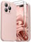 GOODVISH 3 in 1 Hülle Kompatibel mit iPhone 14 Pro - mit 2 Stück Schutzfolie | Liquid Silikon Handyhülle | Kameraschutz und Bildschirmschutz | Rundumschutz stoßfeste Case für 14 Pro (6,1) | Sand Pink