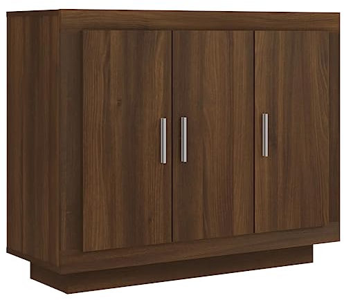 vidaXL Aparador Armario Auxiliar Alacena Mesa Consola Entrada Pasillo Vestíbulo Recibidor Mueble Madera Contrachapada Color Roble Marrón 92x35x75 cm