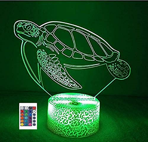3D Meeresschildkröte Fernbedienung 16 Farben Nachtlichter Illusion Acryl LED Tisch Nachttisch Lampe Kinder Schlafzimmer Schreibtisch Dekor Geburtstag Geschenke Spielzeug für Kinder