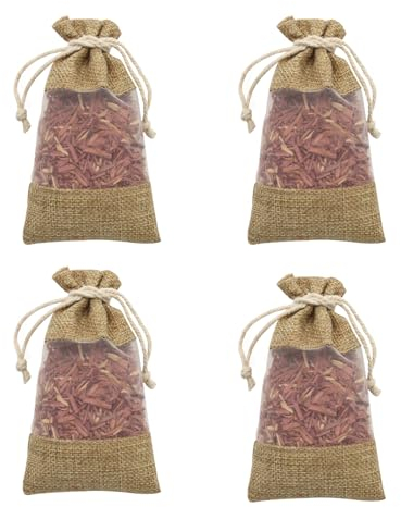 TYEQWT 4 sacs d'antimites en bois de cèdre, paquets de senteurs de cèdre, copeaux de bois de cèdre, antimites naturel, rafraîchisseur de tiroirs pour armoires, penderies, boîtes, tiroirs de rangement.
