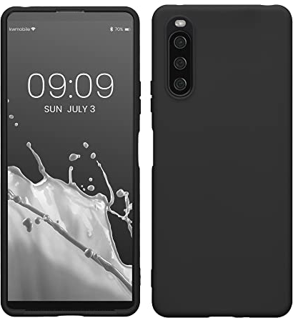 kwmobile Hülle kompatibel mit Sony Xperia 10 IV Hülle - weiches TPU Silikon Case - Cover geeignet für kabelloses Laden - Schwarz matt