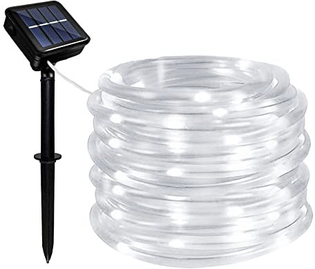 Micacorn Solaire Tubes Lumineux, Étanche Guirlande Solaire 12 Mètre 8 Modes 100 LED Tube Lumineux Exterieur Solaire pour Piscine Mariage Fête de Noël Décorations de Vacances