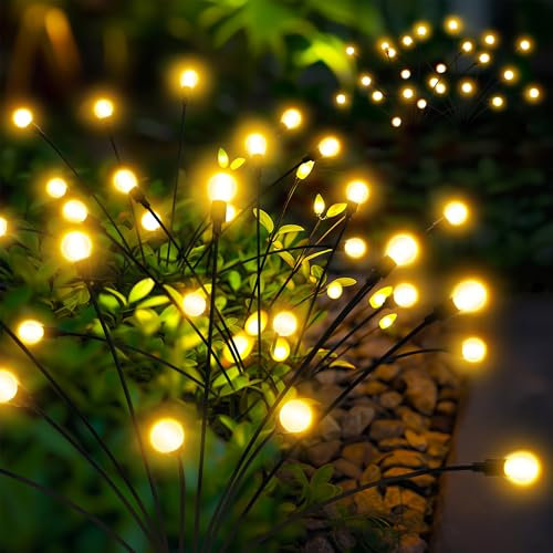 PATIOPIA Solar Lights Outdoor Garden, 40 LED Firefly Outdoor Garden Lights Waterproof, Solar Powered Swaying Light for Pathway, Yard, Patio Decoration (4 Pack,Warm White)