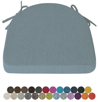 Lsjoaw 1 Stück Stuhlkissen Sitzkissen Stuhl 43X42X40X5 Sitzpolster mit Bindeband Rutschfestes Zierkissen Gartenkissen Halbrund Auflage für Stühle Indoor/Outdoor Sitzauflage,Light Blue