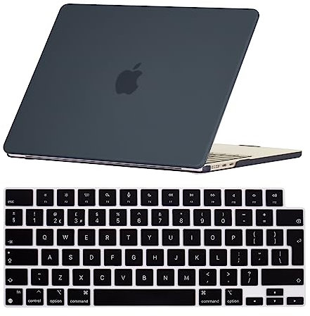 Se7enline Compatible with 2023 2024 MacBook Air 15 inch Case M4 M3 M2 for Mac Air 15.3-inch M4 M3 M2 Chip Model A2941/A3114/A3241 Laptop Protective Hard Shell Case with Keyboard Cover Skin,Matte Black