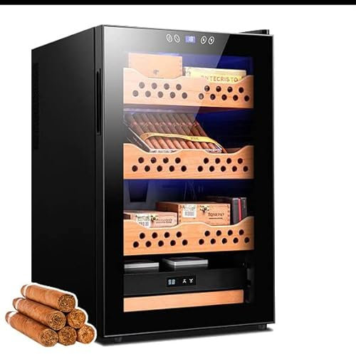 Elektrischer Zigarren-Humidor (4-Lagig), Hochwertiger Zedernholzduft, Konstante Temperatur Und Luftfeuchtigkeit, Abnehmbar, 70 L/Fasst 400 Zigarren,Black