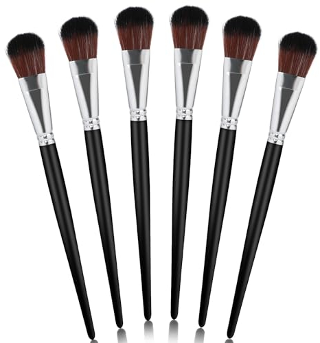 6PCS Mop Brush for Acrylic Painting 1 Inch Oval Blending Brushes Oil Paint Brushes Art Paintbrush with Wooden Handle for Acrylic Watercolor Oil Painting Face Body Art, Black
