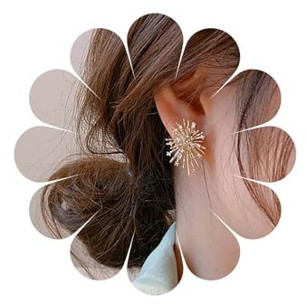 Yheakne Böhmische Kristall Feuerwerk Ohrringe Gold Starburst Ohrstecker Vintage Strass Blumen Ohrringe Funkelnden Cz Feuerwerk Stern Ohrringe Schmuck Für Frauen Und Mädchen