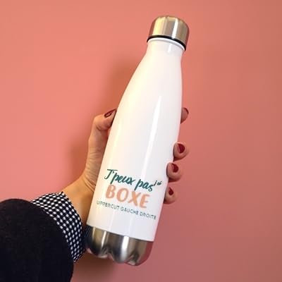 CADEAUX.COM - Gourde Personnalisable - J'peux Pas J'Ai Boxe - Gourde Isotherme Personnalisée - 500ml - Bouteille Thermos avec Message - Idée Cadeau Original- Cadeau Homme - Cadeau Femme