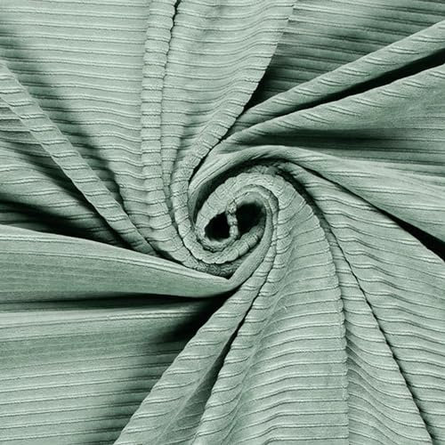 Velour Nicky Kord-Stoff breit gerippt elastisch uni ab 50 x 155cm Oeko-Tex, Farbe:121 - mintgrün