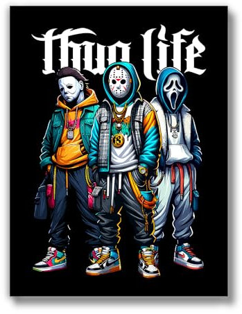 Brooke & Vine Streetwear Fashion Room Decor (ungerahmt, 30,5 x 40,6 cm) Horrorfilm Villians Jason Michael Myers Halloween Scream Michael Jordan Shoes Sneaker-Poster Air Jordans Teen Boy Room Wall Art