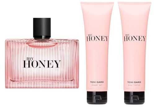 Toni Gard MY HONEY FOR WOMAN Eau de Parfum 90 ML + Shower Gel 150 ML + Body Lotion 150 ML Helle Hölzer Himbeere Moschus Lotusblüte Jasmin Magnolie Honigtau Nektarine Mirabelle floral fruchtig für Sie