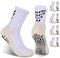 Gogogoal rutschfeste Grip Fußballsocken Herren Damen Jugendliche gepolsterte atmungsaktive Anti-Rutsch SportSocken Fußball Yoga Basketball Sneaker Socken 37-42 Weiß+Beige M 4 Paar