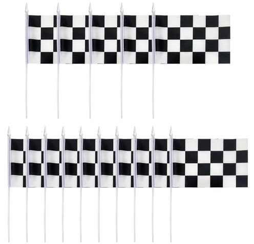 15 banderas a cuadros en blanco y negro, banderas giratorias a mano, banderas de carreras a cuadros, banderas giratorias a mano, adecuadas para eventos deportivos y festivales