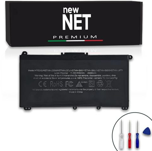 new net - Batteria Premium HT03XL Compatibile con HP 15-dw0000, 15-dw0xxx, 15-dw1xxx, 15-dw1000, 15-dw2xxx, 15-dw2000, 15-dw3000, 15-dw3xxx, 15-dw4000, 15-dw4xxx [11.34-11.55V - 54Wh - 4600mAh]