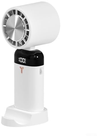 Zoegneer Kleiner Ventilator mit gekühlter Eisplatte, Mini-Faltventilator mit Digitalanzeige, tragbare Kühllösung (weiß)