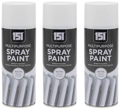 DIOXSTAR Multi-Purpose Spray Paint, White Gloss Finish, Fast Drying, Non-Cracking, Suitable for Wood, Plastic and Metal, Indoor and Outdoor Use, Easy to Use, 400ml (3 PCS)