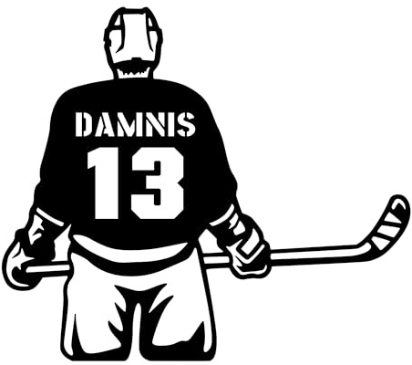 Personalisiert Wandtattoo Eishockey mit Name und Nummer Wandaufkleber Wandsticker für Kinderzimmer Wohnzimmer Schlafzimmer Wanddeko,Geschenk für Kinder Junge Teenager Männer