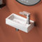 EMKE Lavabo 365 x 180 x 90 mm, Lavabo Petit, Lavabo à Poser, Robinet à Droite, Lavabo Suspendu à Fixer au Mur pour WC Invités et Salle de Bain, Blanc brillant