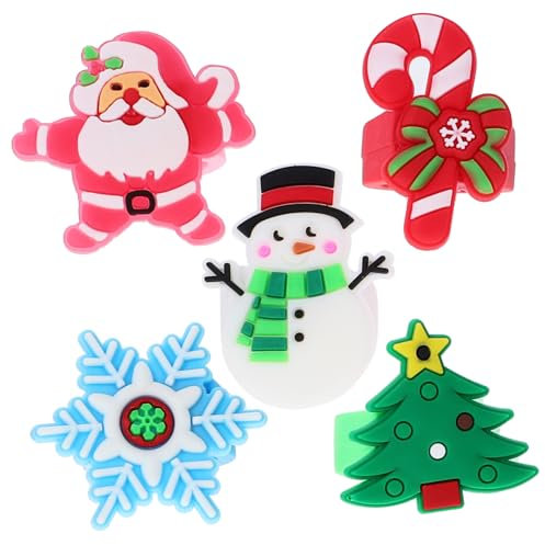 OATIPHO Weihnachtsringe Kinder 30 Stück Kunststoff Fingerringe Weihnachtsmotiv Weihnachtsfeier Partybeutelfüller Spielzeug