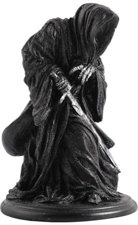 Grim Reaperr – Deko Grim Reaperr, Gothic-Dekoration, dunkle Ornamente | hält eine Fälschung im schwarzen Kleid, Figur des Sensenmanns, Santa Muerte Skulptur von Santa Muerte