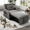 YLSZHY Sofá cama individual 3 en 1 convertible con mesas auxiliares plegables, respaldo ajustable, cojín, sillón de lino extensible para salón (gris oscuro)