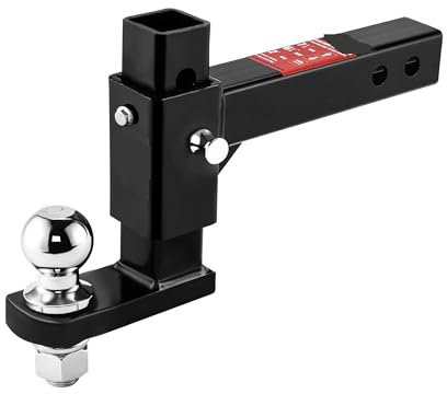 Anhängerkupplung, Verstellbare Anhängerkupplungs-Kugelhalterung, Passend For 2-Zoll-Empfänger, 2'' Und 2-5/16'' Doppelkugeln 12000lbs/8000LBS, 6 Drop/ 6 Rise Drop Hitc für Wohnwagen, Anhänger(B)