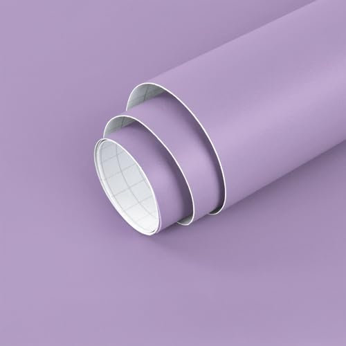 HotDecor Purple Wallpaper for Bedroom Cupboard Wrap Sticky Back Plastic Contact Paper Self Adhesive Plain Lilac Wallpaper for Walls Kitchen Vinyl Wrap for Furniture worktop Vinyl Covering 40 x 200cm