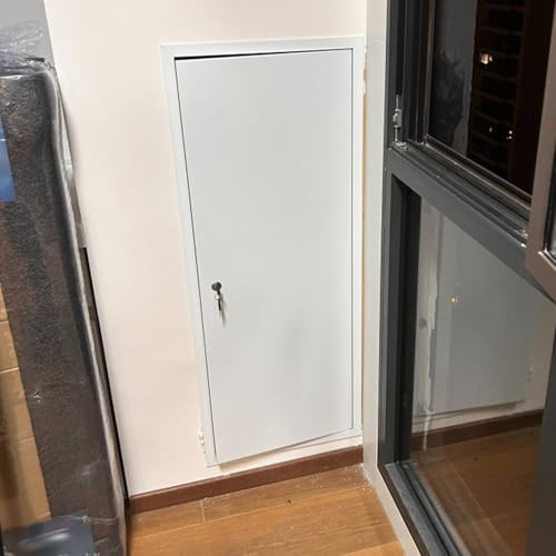 RENLXFI Metall Revisionsklappe Mit Schlüssel Schloss, Weiß Revisionstür Außenbereich Für Gewerbliche Und Private Zwecke, Extra Große Wartungstür Trockenbau Wasserdicht(40x130cm)