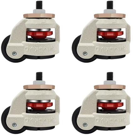 Xigner 4 Stück Nivellierrollen-Set Schwerlastrollen Lenkrollen Industrielle Maschinenrolle für Arbeitstisch Transportrollen für Schwere Maschinen,Tragfähigkeit 1000 kg