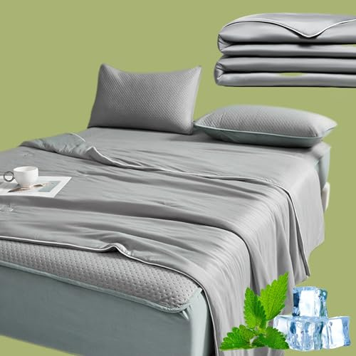 Snrtevu Eisdecke, SelbstküHlende Decke, Chill Decke, Doppelseitig Schlafdecke Sommer, Schlafdecke, Atmungsaktiv, Leichte (Grau,150 * 200 cm)