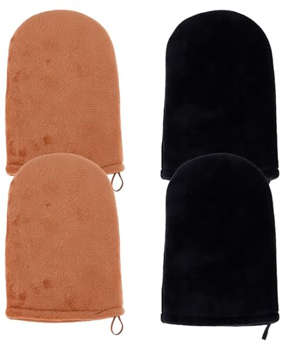 Bräunungshandschuh, waschbarer Selbstbräunungshandschuh, doppelseitiger Applikator-Handschuh, glatter und gleichmäßiger Effekt, Bräunungshandschuh, zum Sonnenbaden, Hausgerbung, Schwarz/Braun, 4