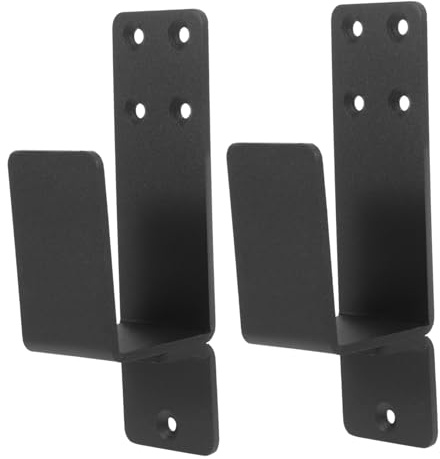 FUTUREORYY 2 pièces Support de Barre de Sécurité pour Porte Lot de Supports Barricade Robustes U Fixation Stable pour Porte Entrée Garage Portail et Entrepôt Design Minimaliste Noir