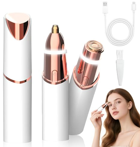 Rasoir Visage Femme, Epilateur Visage Femme pour Sourcil Poils du Visage | Femmes Rasoir Électrique 2 en 1 pour le Visage et les Sourcils Rechargeable portable avec lumière LED