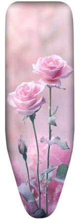 Bügelbrettbezug 120X40 Rosa Blumen mit Schnurbindung & Stretch System - Hitzebeständig, Reflektierend, Waschbar Strapazierfähig und Leicht Anzubringen Bügelbrett Bezug