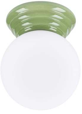 SOLLUX lighting Deckenlampe Deckenleuchte - Deckenstrahler glasierte Keramik Glas - 1 Flammig - LED Lampe Glühbirne - Grün Zori