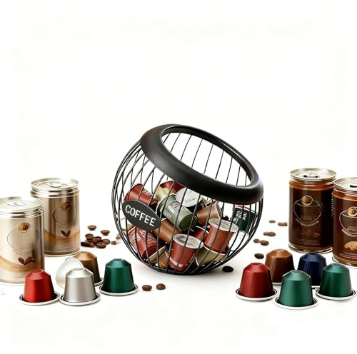 Kaffeekapselkorb,Kaffeekapseln Aufbewahrung,Metalldrahtbecher Kaffeekorb,K-Tasse und Espresso Kaffeekapsel Organizer Zur Aufbewahrung Von Kaffeekapseln und Früchten (Schwarz,stil-2)