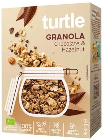 turtle Granola Chocolate & Hazelnut Müsli, mit Schokolade und Haselnuss, 350g