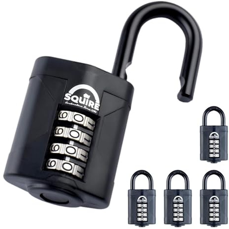 5-Pack - Squire Combination Padlock CP50 – 50mm Combination Padlock – Re-Codable 4-Digit Push Button Lock – Ideal for Gates, Sheds, Lockers & Toolboxes