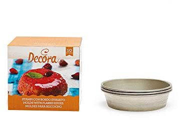 Decora 0060230 Confezione da 10 Stampi Bordo Svasato, Alluminio, Grigio, 8 x 8 x 6 cm